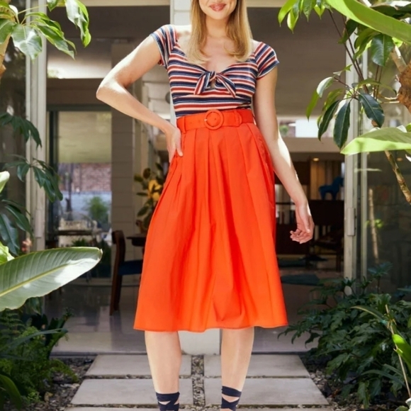 Modcloth x Barbie Orange Belted Retro Skirt - Picture 1 of 13